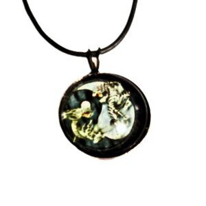 Yin Yang Skeleton Battle Leather Necklace